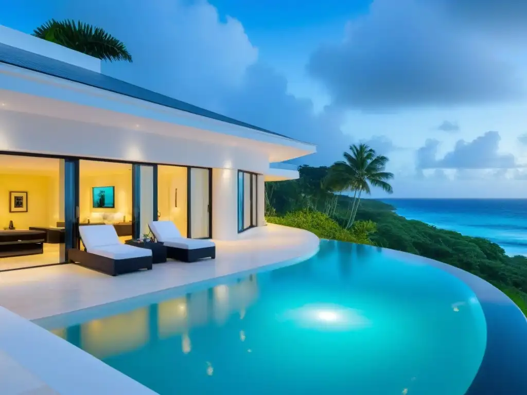 Villa de lujo frente al mar en Barbados: inversión paradisíaca Villa de lujo frente a la playa en Barbados con piscina infinita privada y decoración contemporánea