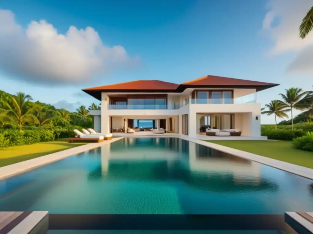 Villa de lujo en la playa: moderna arquitectura y vistas al mar en RD Villa de lujo frente a la playa en República Dominicana para inversión inmobiliaria extranjeros