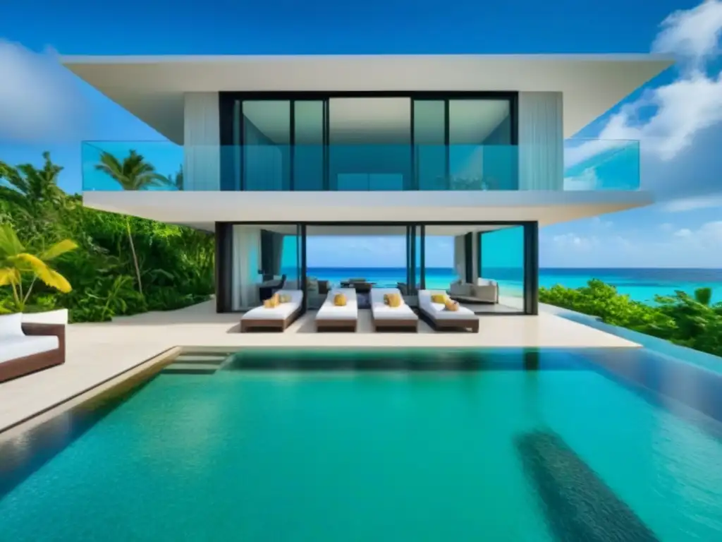 Villa de lujo frente a la playa en Jamaica: inversión sofisticada Villa de lujo frente a la playa en Jamaica con arquitectura moderna y vistas al mar turquesa, ideal para oportunidades de inversión en Jamaica