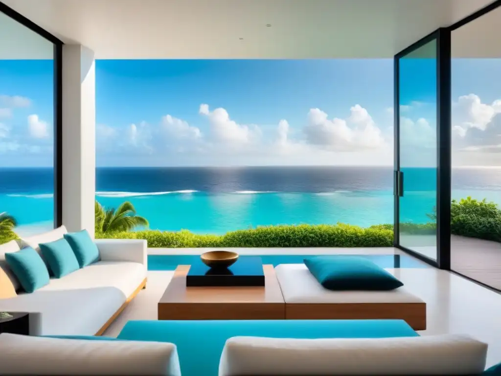 Villa de lujo en el Caribe: diseño moderno frente al mar Villa de lujo frente al mar en el Caribe con diseño arquitectónico moderno, piscina infinita y paisajismo tropical exuberante