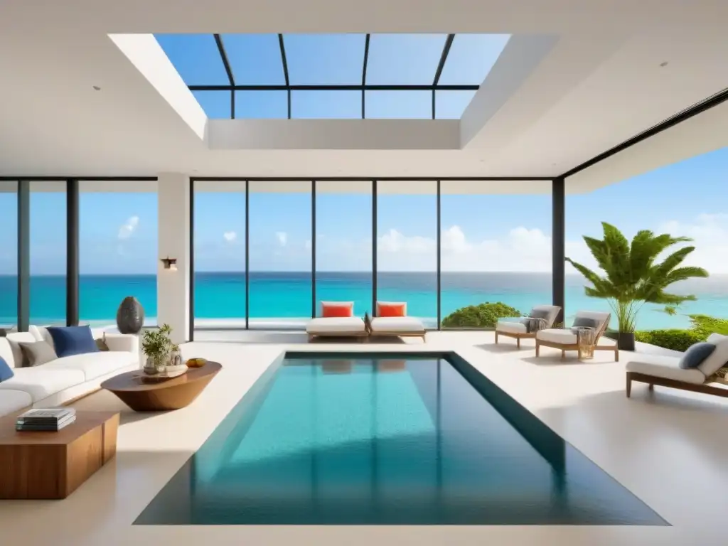 Villa de playa de lujo: diseño contemporáneo frente al mar Villa de lujo frente al mar con piscina privada y diseño contemporáneo