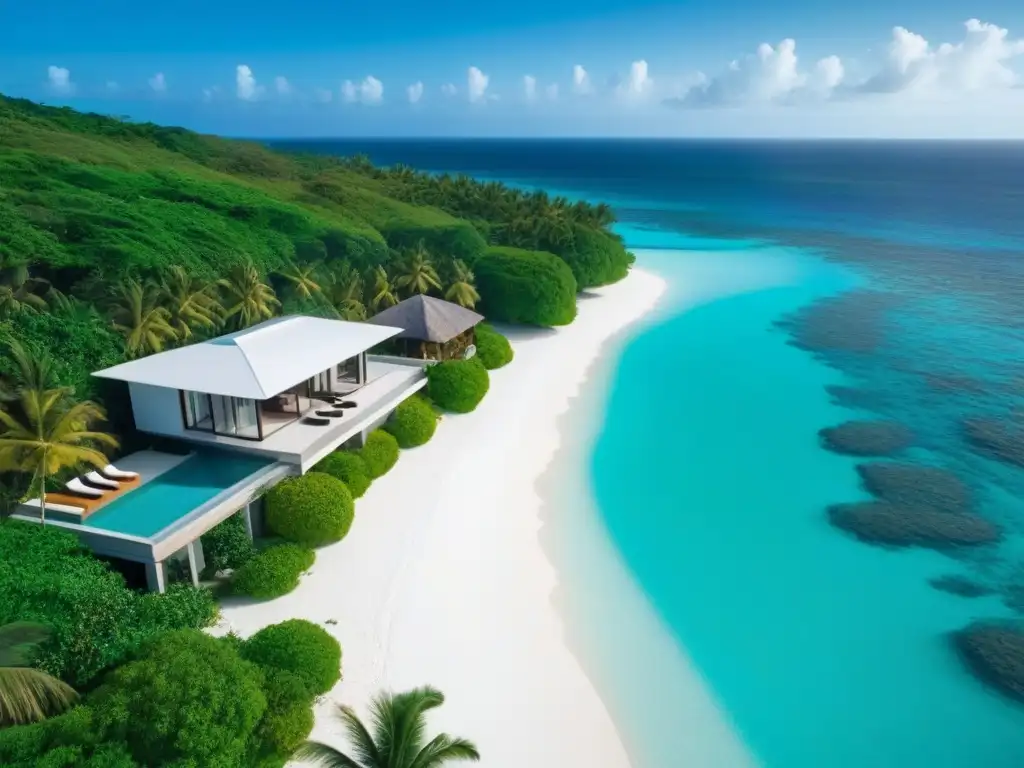 Villa de lujo en paraíso caribeño Villa de lujo frente al mar en el Caribe, rodeada de exuberante vegetación tropical