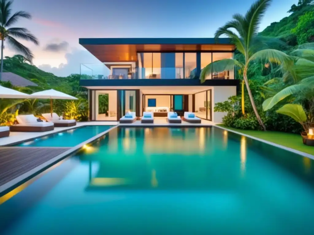 Villa de lujo en Granada: arquitectura moderna frente al mar Villa de lujo frente al mar en Granada con vista al mar Caribe, piscina infinita privada y paisaje tropical