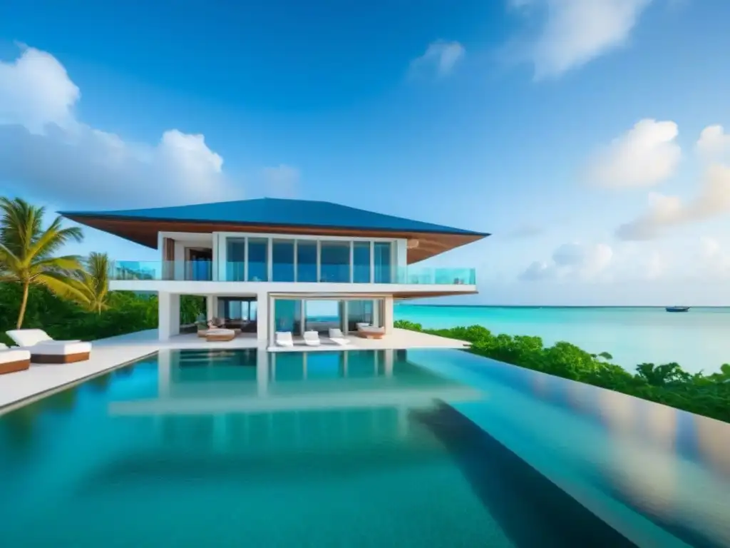 Villa de lujo frente al mar en Belice: lujo y exclusividad Villa de lujo frente al mar en Belice con vista al mar turquesa y playas de arena blanca
