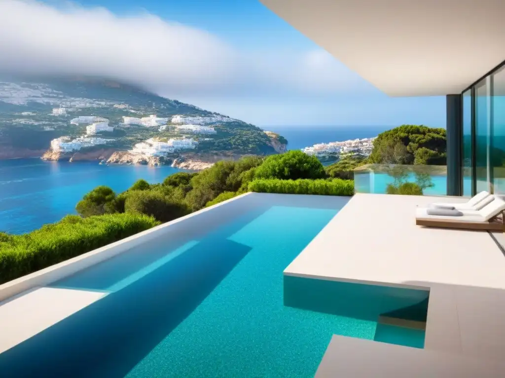 Villa de lujo con vistas al mar en España Villa de lujo con vistas al mar Mediterráneo en España, diseño arquitectónico moderno y piscina infinita privada