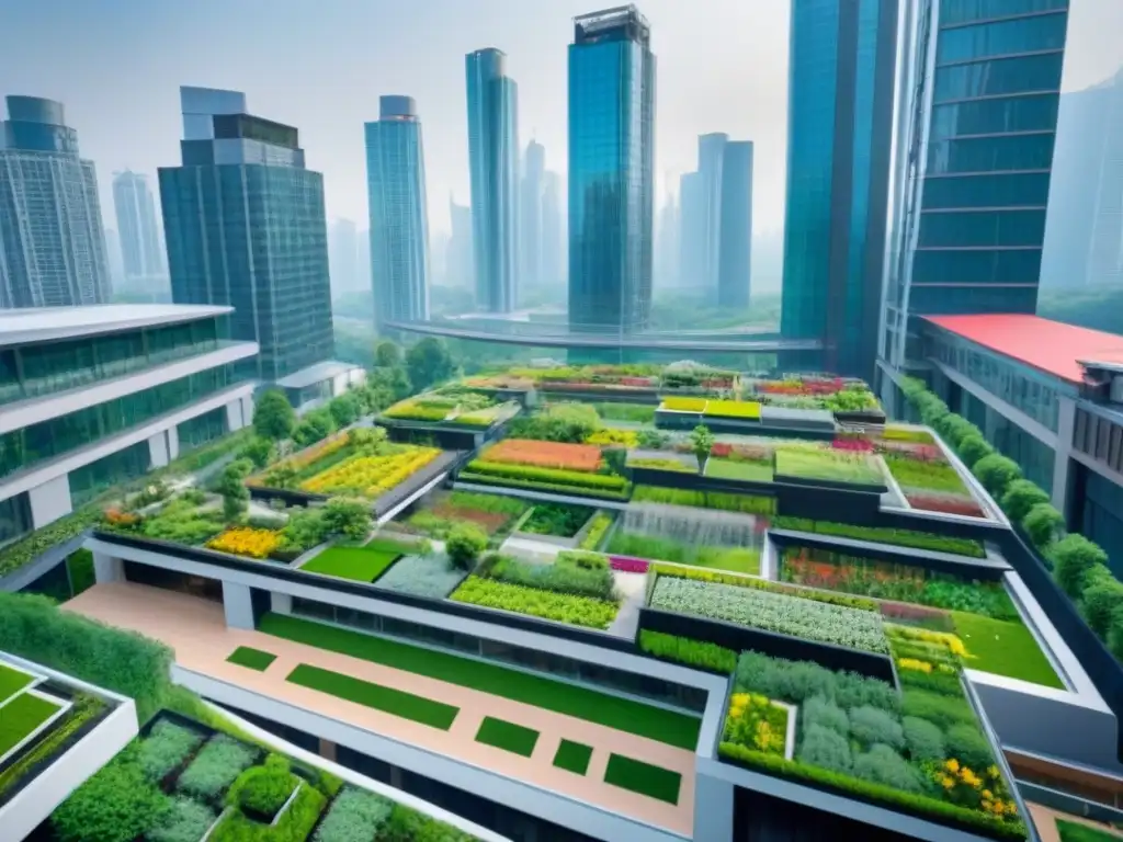 Arquitectura verde: ciudad moderna en armonía con la naturaleza Vista aérea de área urbana con espacios verdes, fusionando arquitectura moderna con naturaleza vibrante