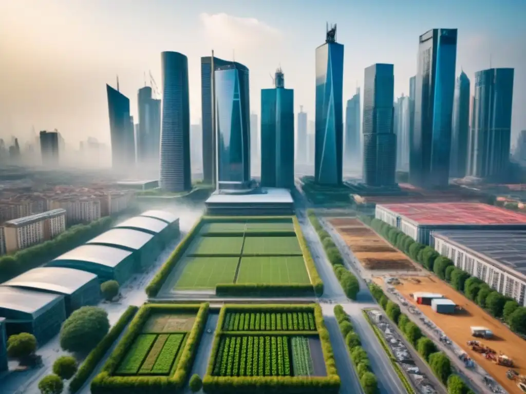 Metrópolis en crecimiento: arquitectura moderna y dinamismo urbano en mercado emergente Vista aérea de una ciudad bulliciosa en mercados emergentes inversiones inmobiliarias