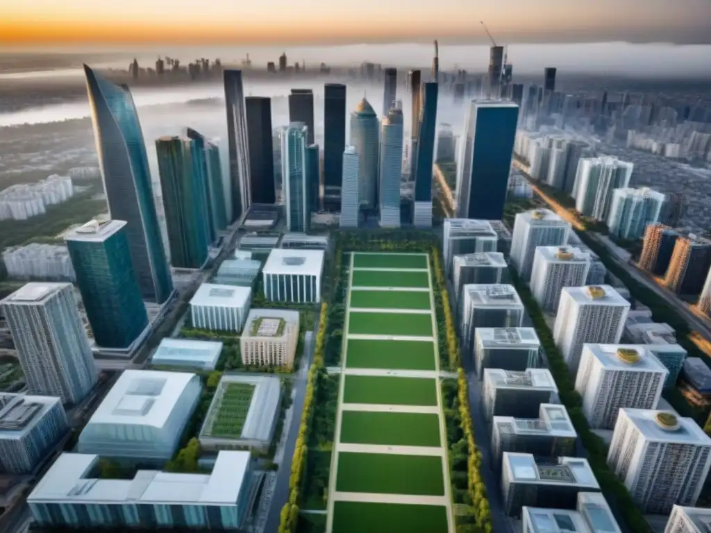 Cityscape moderno: evolución urbana en el mercado inmobiliario de 2021 Vista aérea de una ciudad moderna con arquitectura tradicional y diseños contemporáneos, reflejando las tendencias mercado inmobiliario 2021