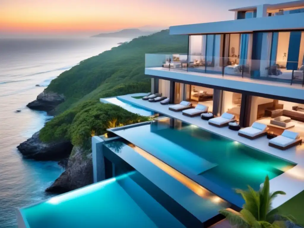 Exclusivo condominio de lujo en la costa mexicana Vista aérea de condominio de lujo en la costa mexicana