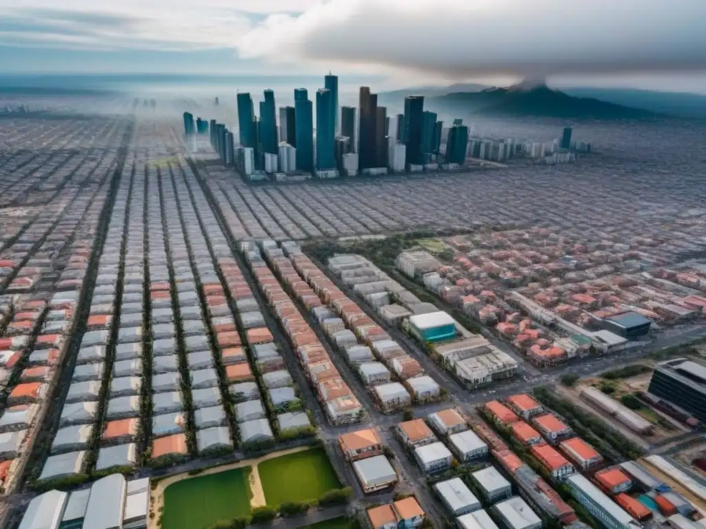 Transformación urbana: Desarrollo inmobiliario en México Vista aérea detallada de la bulliciosa ciudad mexicana, reflejando el dinamismo del mercado inmobiliario
