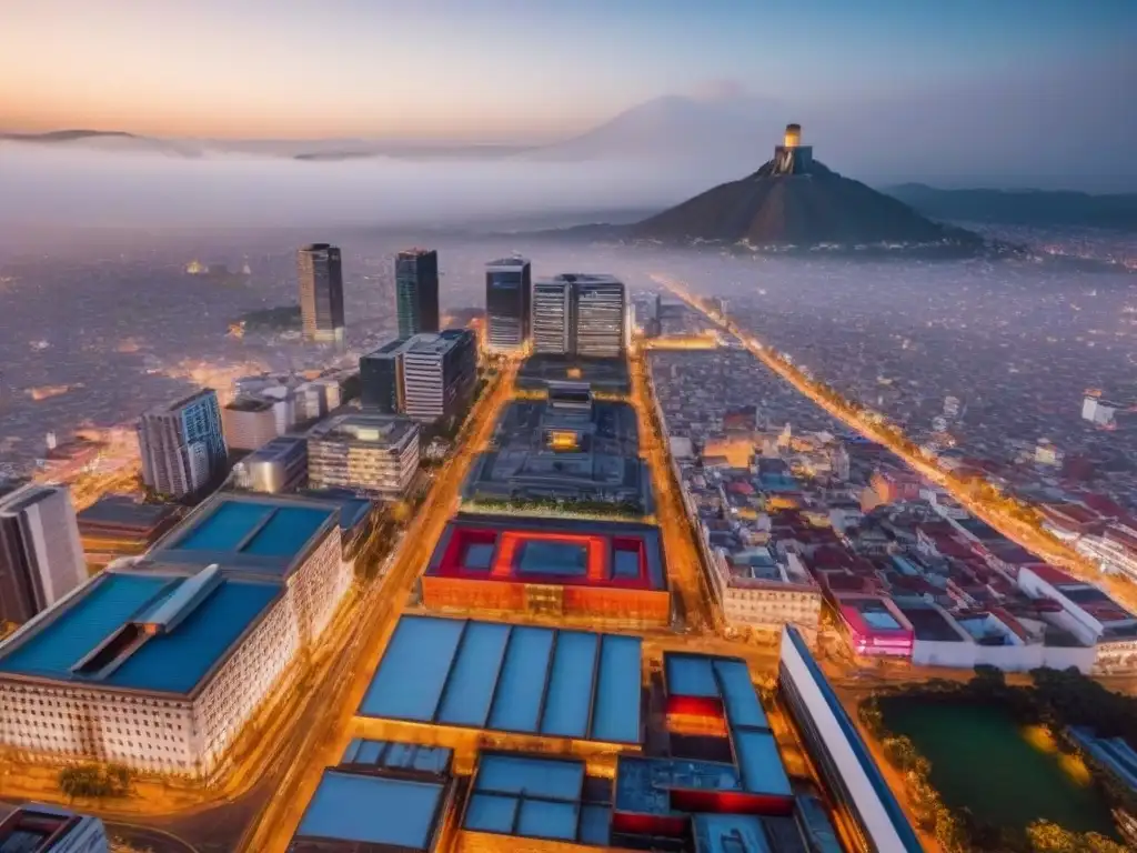 Vibrante mercado inmobiliario de Ciudad de México: contraste entre tradición y modernidad Vista aérea detallada de Ciudad de México, muestra arquitectura diversa