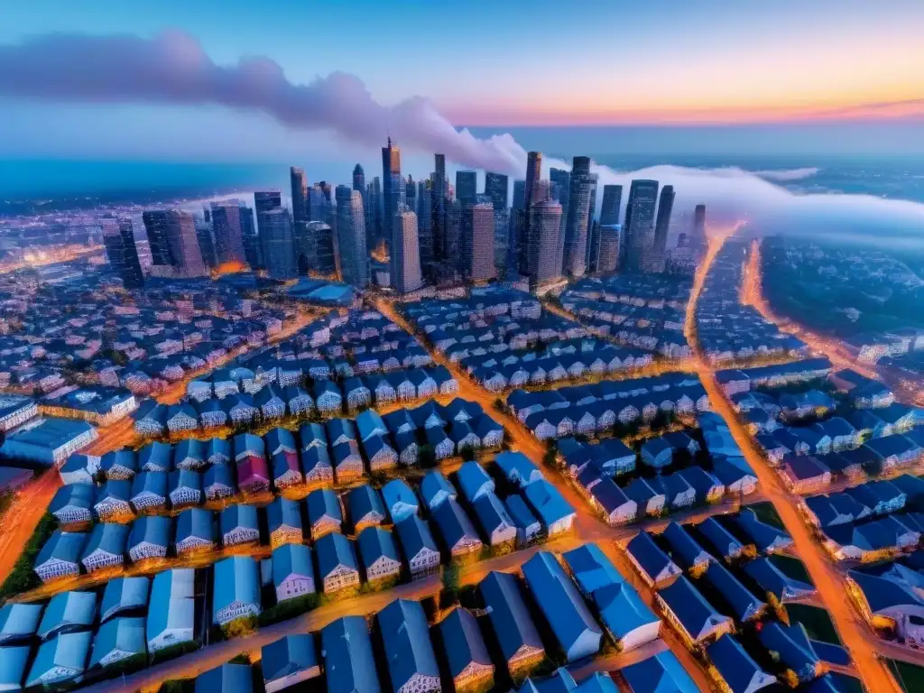 Vista aérea detallada de zona histórica con zonificación colorida Vista aérea detallada de una ciudad vibrante con edificios históricos y zonificación de áreas históricas compra inmobiliaria