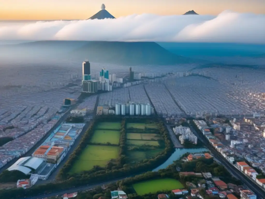 Panorámica urbana de Guatemala City: modernidad y tradición Vista aérea detallada de Ciudad de Guatemala, reflejando su vibrante paisaje urbano y potencial para invertir mercado inmobiliario en Guatemala