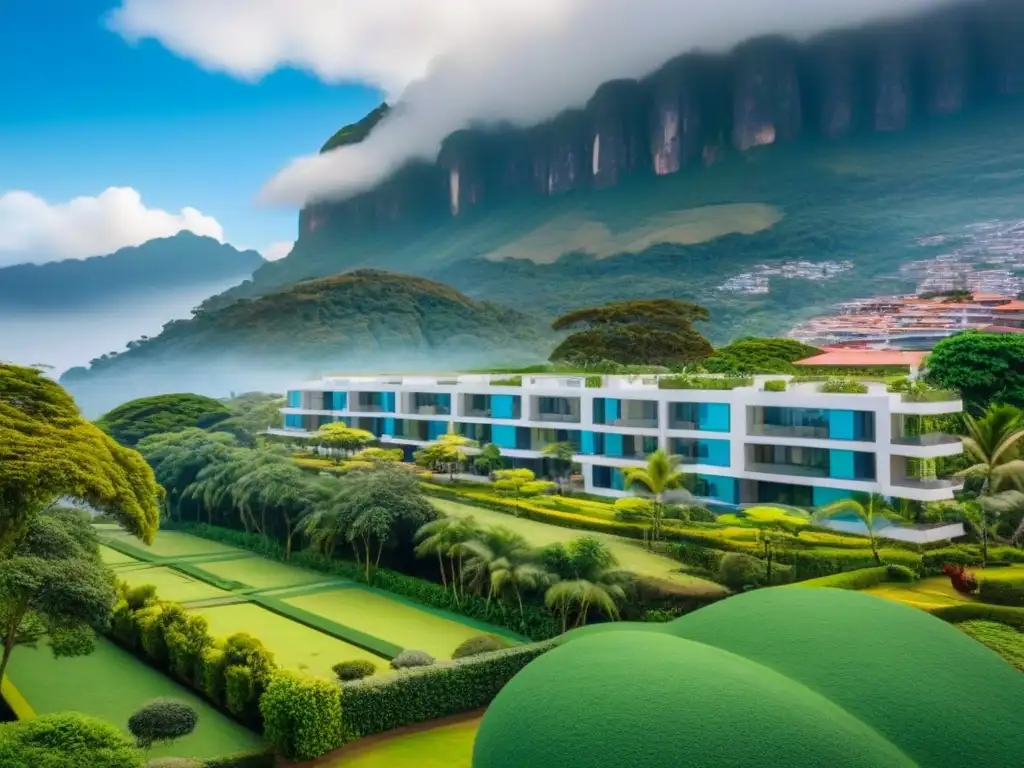 Condominio de lujo en ciudad sudamericana: inversión inmobiliaria Vista aérea detallada de lujoso condominio en ciudad sudamericana, 'Aspectos legales compra bienes raíces Sudamérica extranjeros'