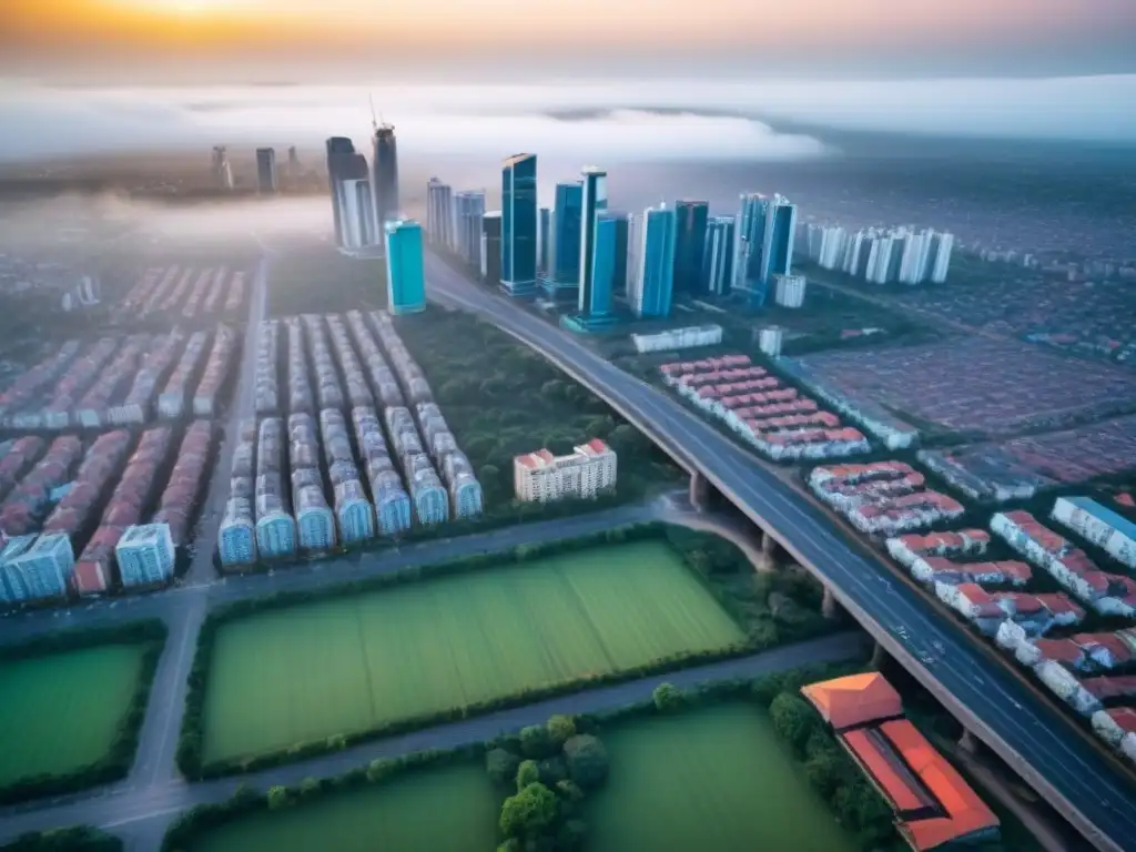 Esplendor urbano: Skyline moderno de Asunción, Paraguay Vista aérea detallada de la moderna ciudad de Asunción, destacando rascacielos y ajetreo urbano
