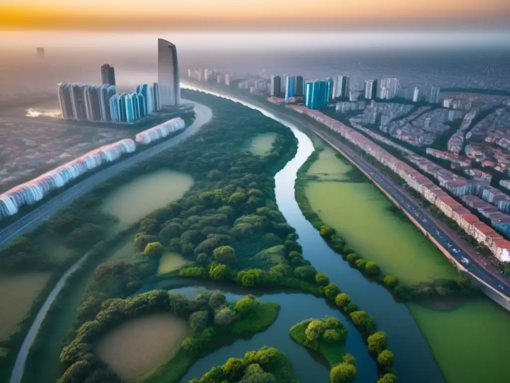 Skyline de Asunción: tradición y modernidad en Paraguay Vista aérea detallada de la moderna ciudad de Asunción, Paraguay, con río Paraguay y mezcla de arquitectura histórica y contemporánea
