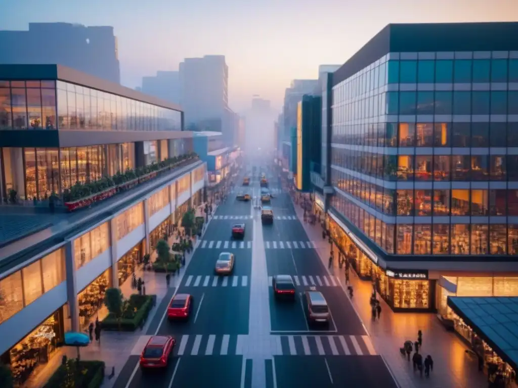 Centro comercial futurista: modernidad y elegancia en la ciudad Vista aérea impactante de un centro comercial futurista, maximizando retorno inversión propiedades comerciales