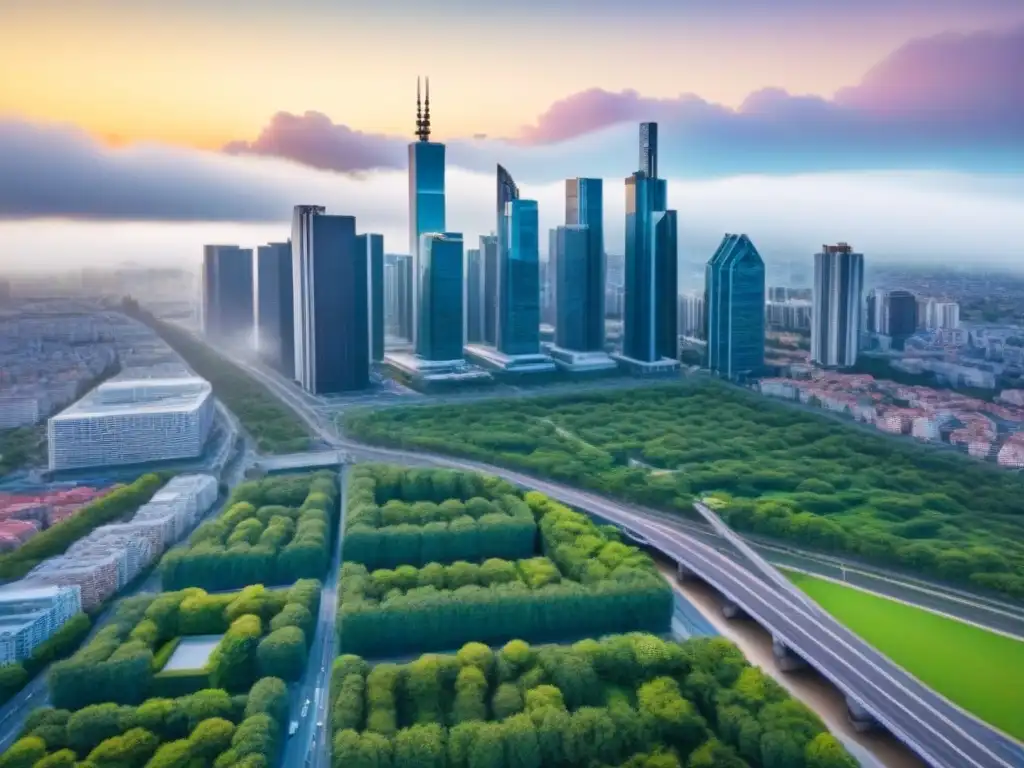 Vista aérea impactante de ciudad diversa: real estate dinámico Vista aérea impactante de diversificación inmobiliaria tipos propiedades mercados en una ciudad vibrante