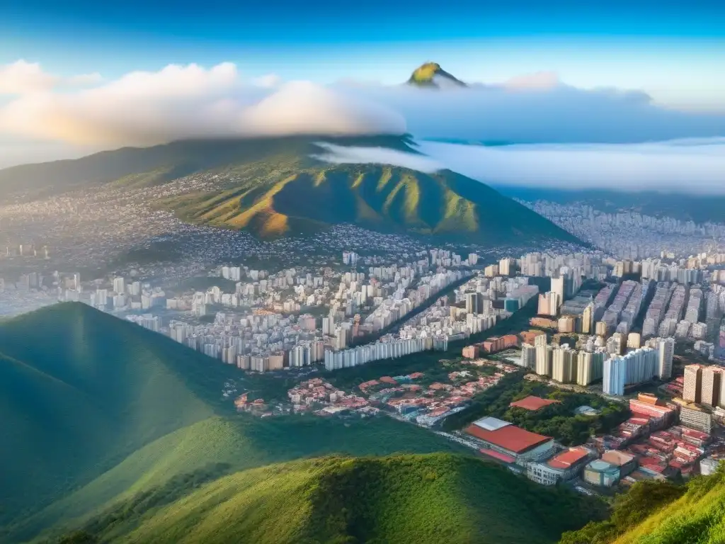 Vista aérea de Caracas: mezcla de historia y modernidad Vista aérea impactante de Caracas, Venezuela, con su vibrante mercado inmobiliario en transición y la evolución económica del país