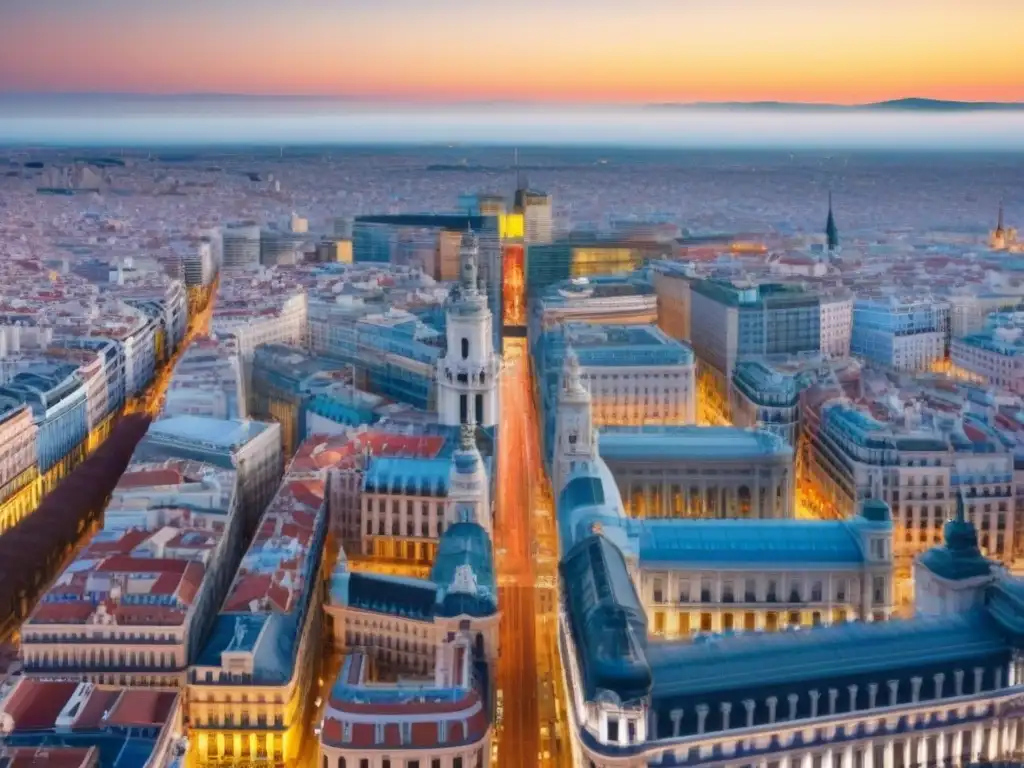 Espléndida vista aérea de Madrid: historia y modernidad en armonía Vista aérea de Madrid con impacto Brexit en mercado inmobiliario España