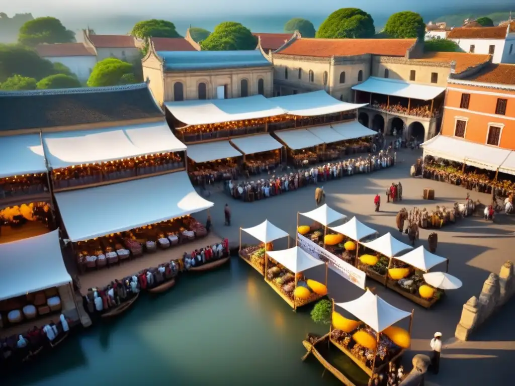 Mercado cultural: comunidad vibrante preservando su herencia Una vista aérea impresionante de una comunidad local vibrante unida para conservar y celebrar su patrimonio cultural