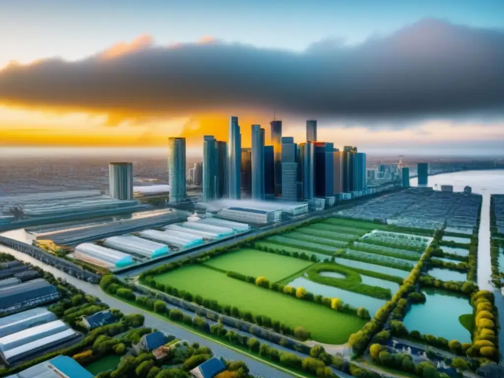 Portafolio inmobiliario diversificado: ciudad moderna y equilibrada Vista aérea impresionante de estrategias diversificación bienes raíces en una ciudad moderna y equilibrada