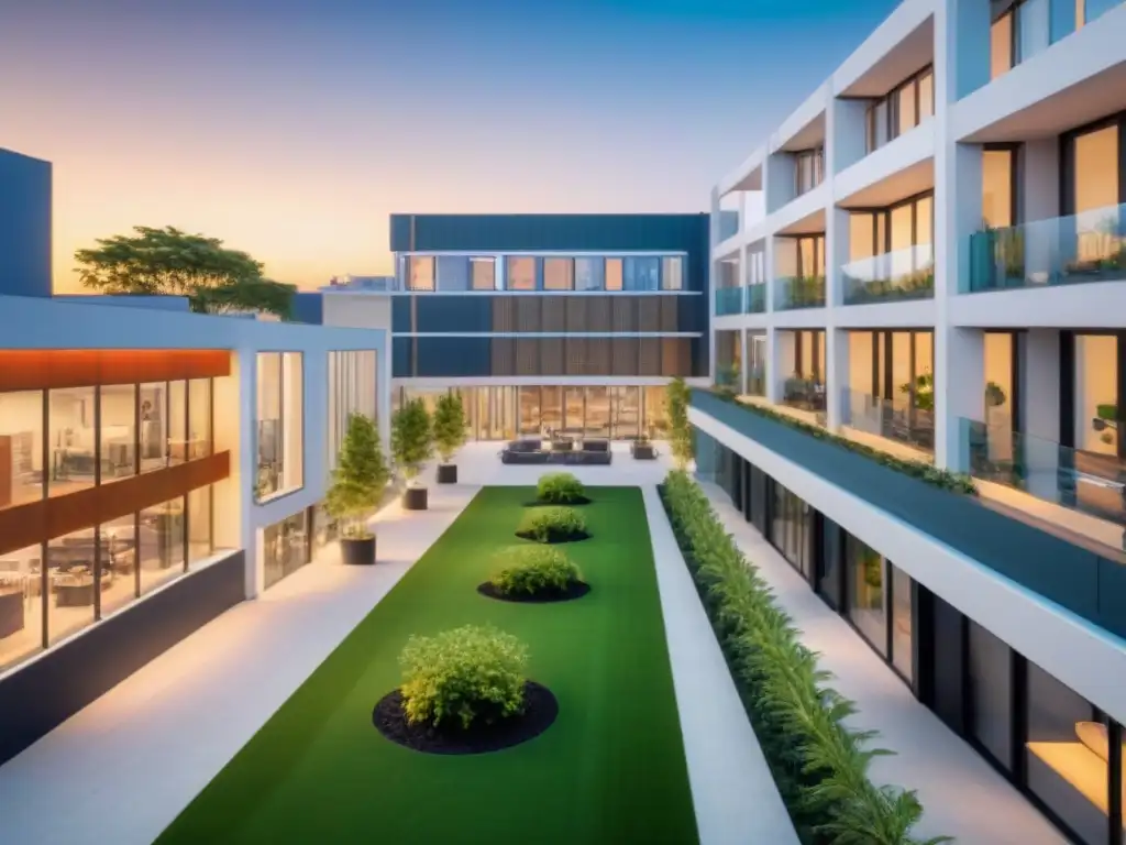 Centro comercial innovador: energía vibrante y eficiencia Vista aérea impresionante de propiedad comercial vibrante, maximizando retorno inversión propiedades comerciales