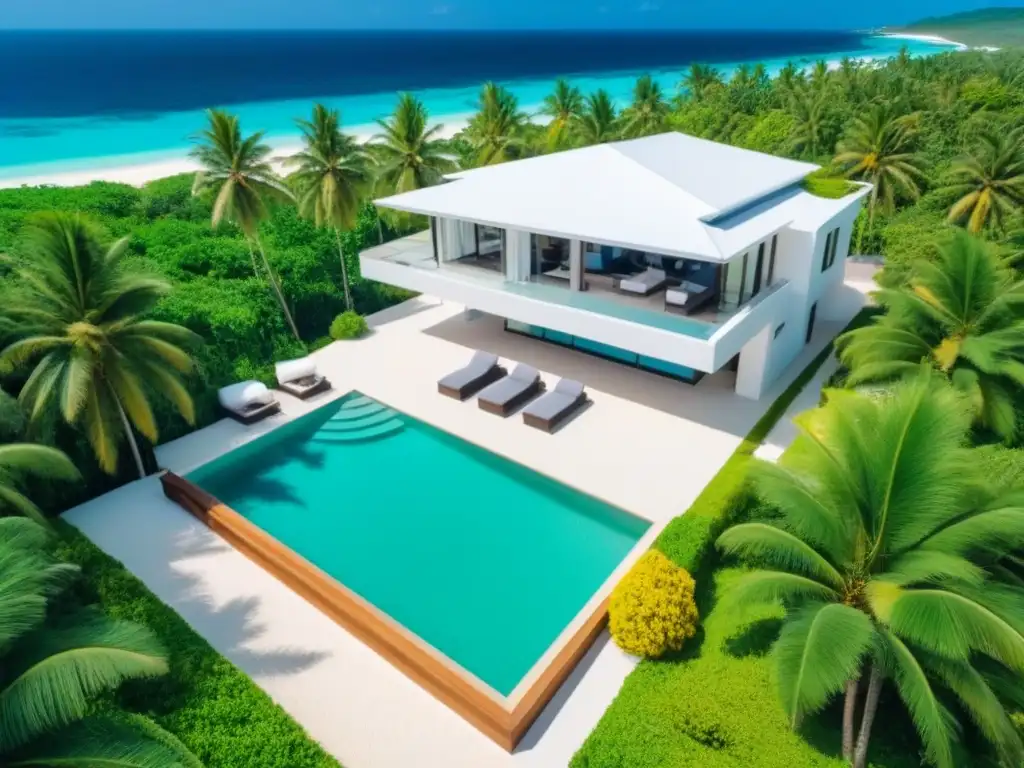 Propiedad de lujo frente al mar en el Caribe: inversión exclusiva Vista aérea de una lujosa propiedad frente a la playa en el Caribe, ideal para inversión inmobiliaria