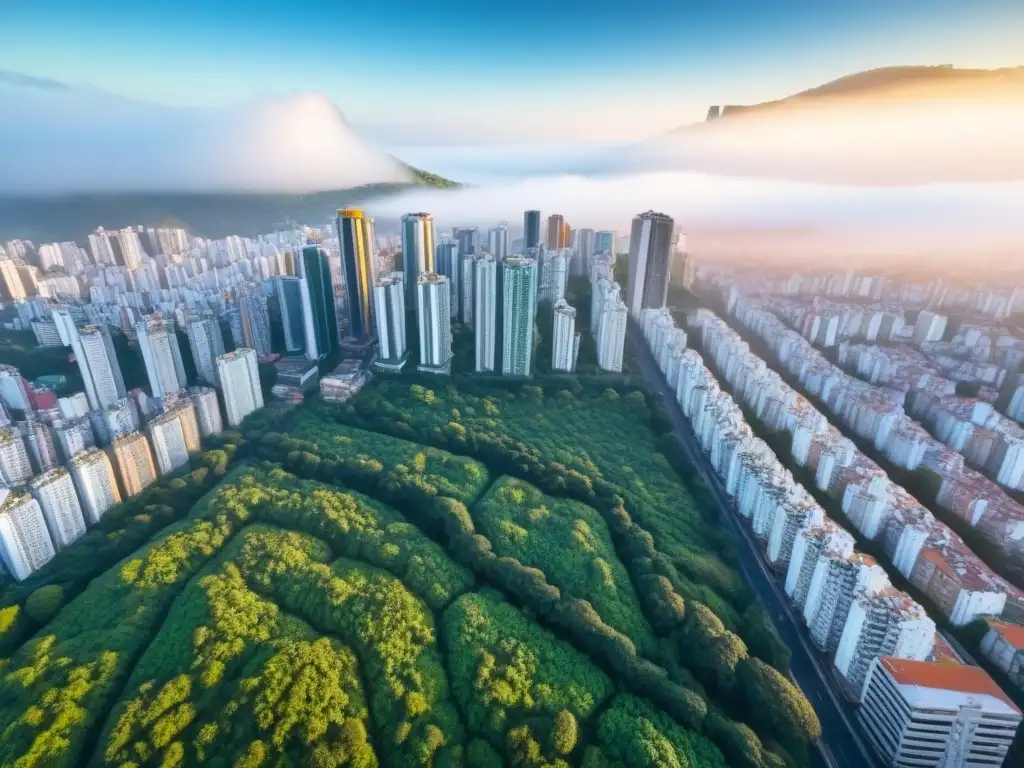 Cityscape de São Paulo: metrópolis vibrante y oportunidad inmobiliaria Vista aérea de São Paulo, Brasil, con modernos rascacielos y arquitectura histórica, ideal para inversiones inmobiliarias en Brasil