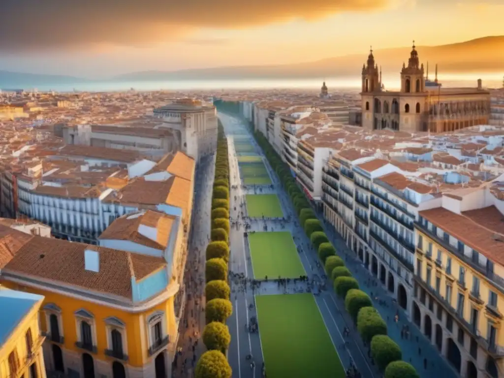 Vibrante ciudad española: economía en evolución Vista 8k de ciudad española: impacto economía en mercado inmobiliario