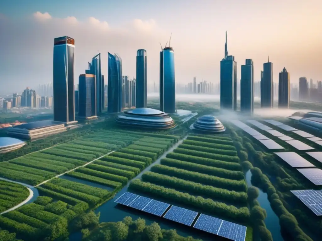 Futurismo y tradición en ciudad sostenible Vista de ciudad futurista con restauración de edificios para inversión en armonía pasado-futuro
