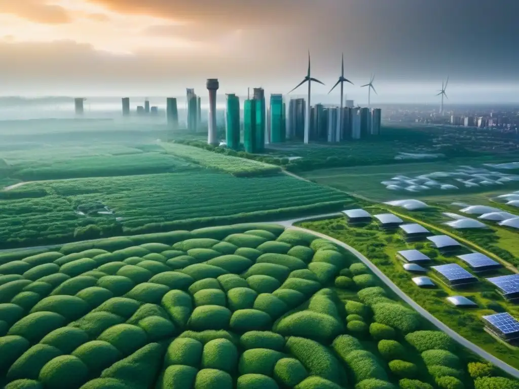 Metrópolis futurista sostenible: tecnología y naturaleza en armonía Vista de ciudad futurista sostenible con innovaciones en desarrollos urbanos 2023