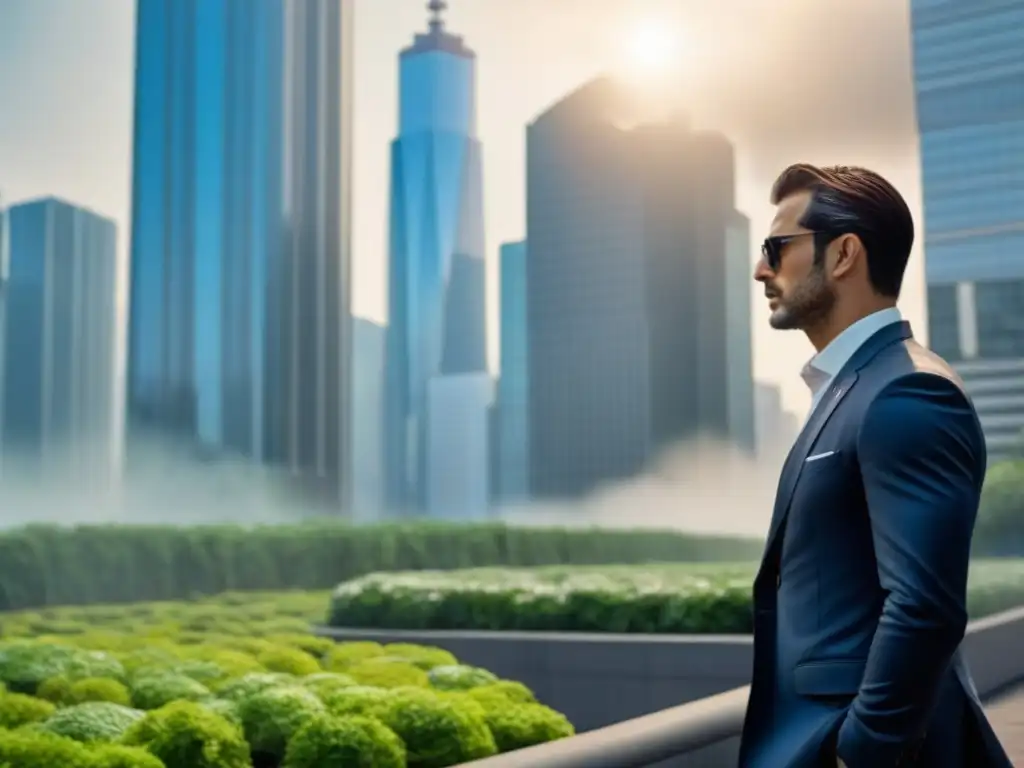 Skyline urbano: armonía entre modernidad y naturaleza Vista detallada de una ciudad moderna con rascacielos y arquitectura tradicional y futurista