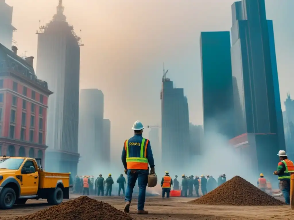 Renovación urbana: armonía entre historia y modernidad en la ciudad Vista detallada de una ciudad con rascacielos modernos y edificios históricos en restauración