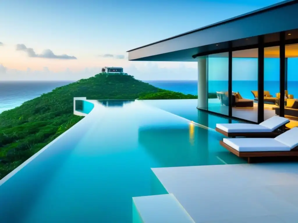 Exclusiva mansión moderna con vista al mar en Riviera Maya Vista exclusiva: mansión de lujo en acantilado con seguridad en Riviera Maya, México