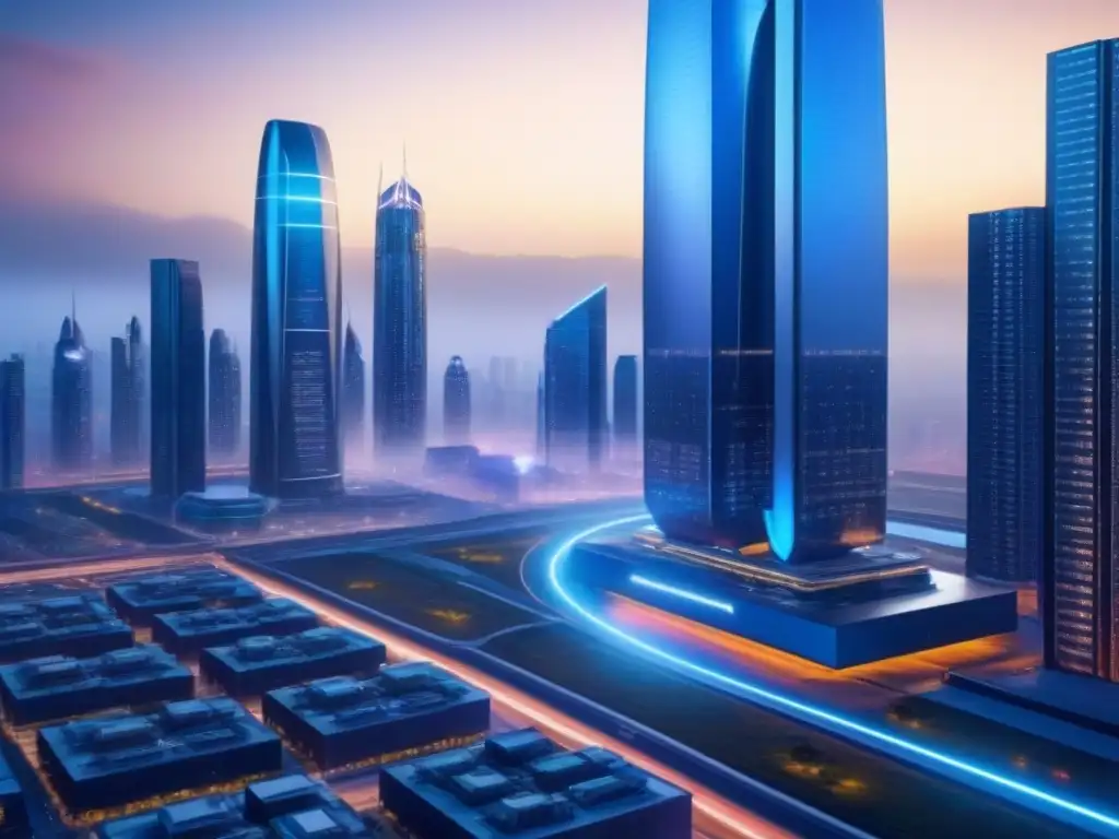 Cityscape futurista: IA revoluciona mercado inmobiliario Vista futurista de la ciudad con IA en mercado inmobiliario