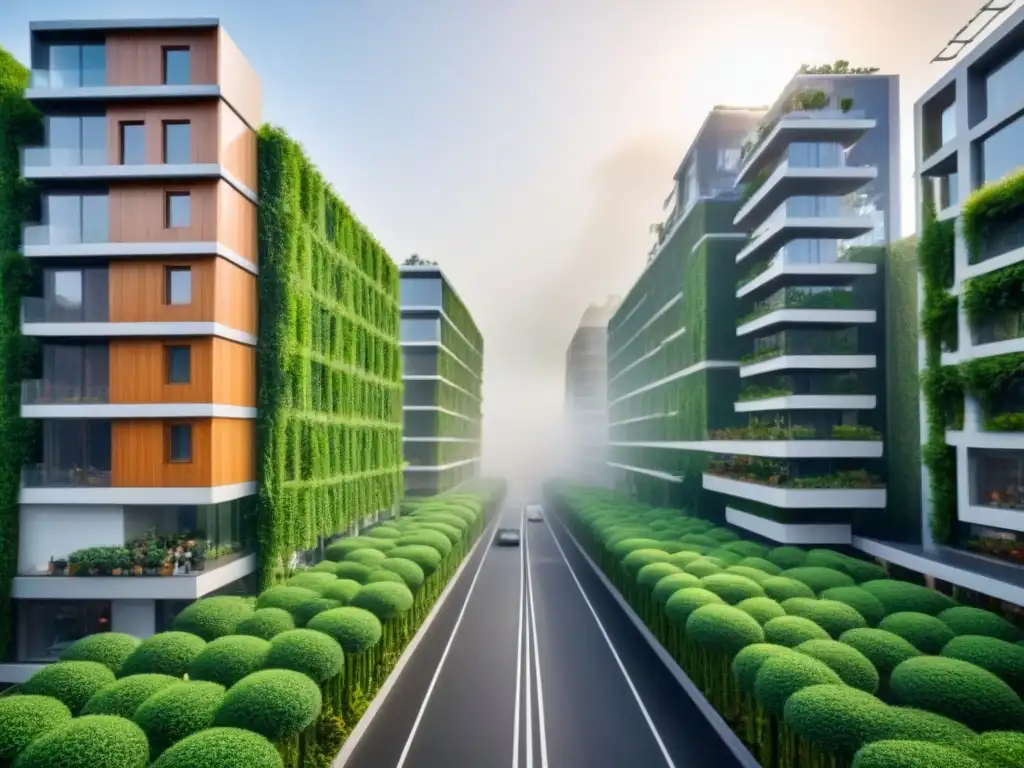 Metrópolis sostenible: Futuro urbano en 8k Vista futurista de ciudad urbana con materiales construcción sostenibles desarrollos urbanos