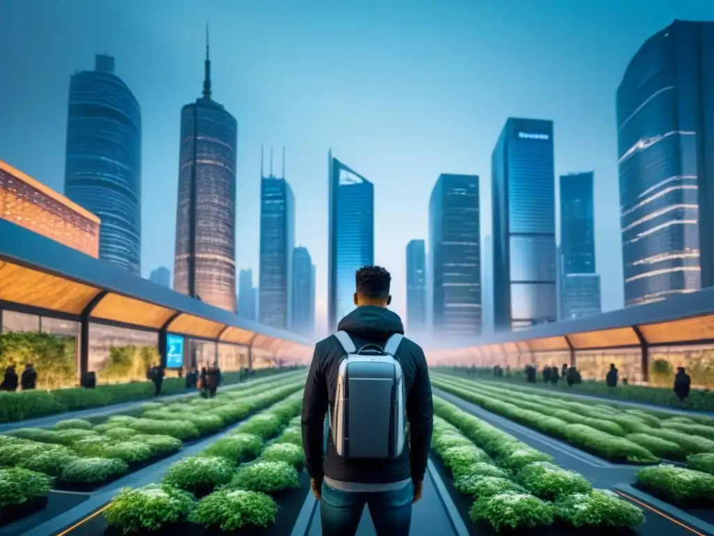 Metrópolis futurista: drones AI evaluando propiedades en tiempo real Vista futurista de la ciudad con IA en valoraciones inmobiliarias, drones y tecnología
