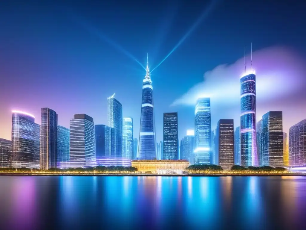 Cityscape digital futurista: gestión inversión inmobiliaria Vista futurista de una ciudad virtual conectada, representando la Tecnología en Fondos Inmobiliarios