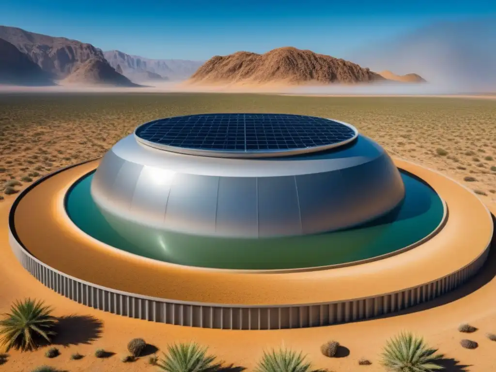 Sistema de recolección de agua en desierto: innovación sostenible Vista increíble de sistema recolección agua lluvia en desierto, destacando técnicas recolección agua lluvia zonas áridas