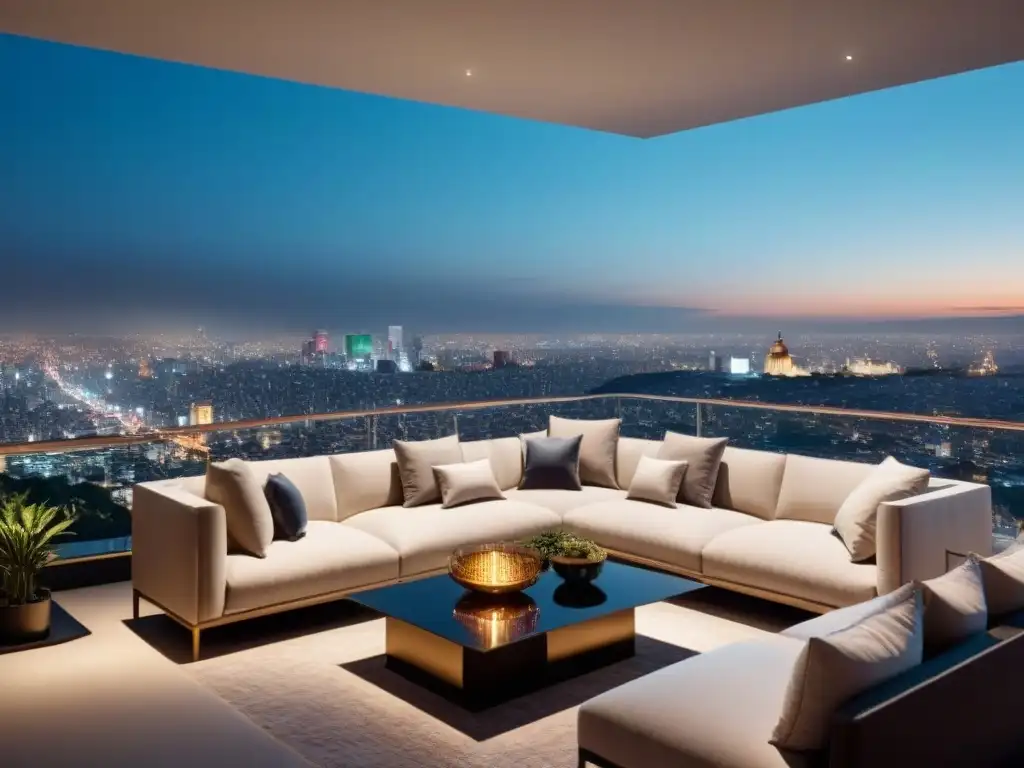 Penthouse de lujo en la Ciudad de México: 8k vista nocturna Vista nocturna de lujoso penthouse en Ciudad de México