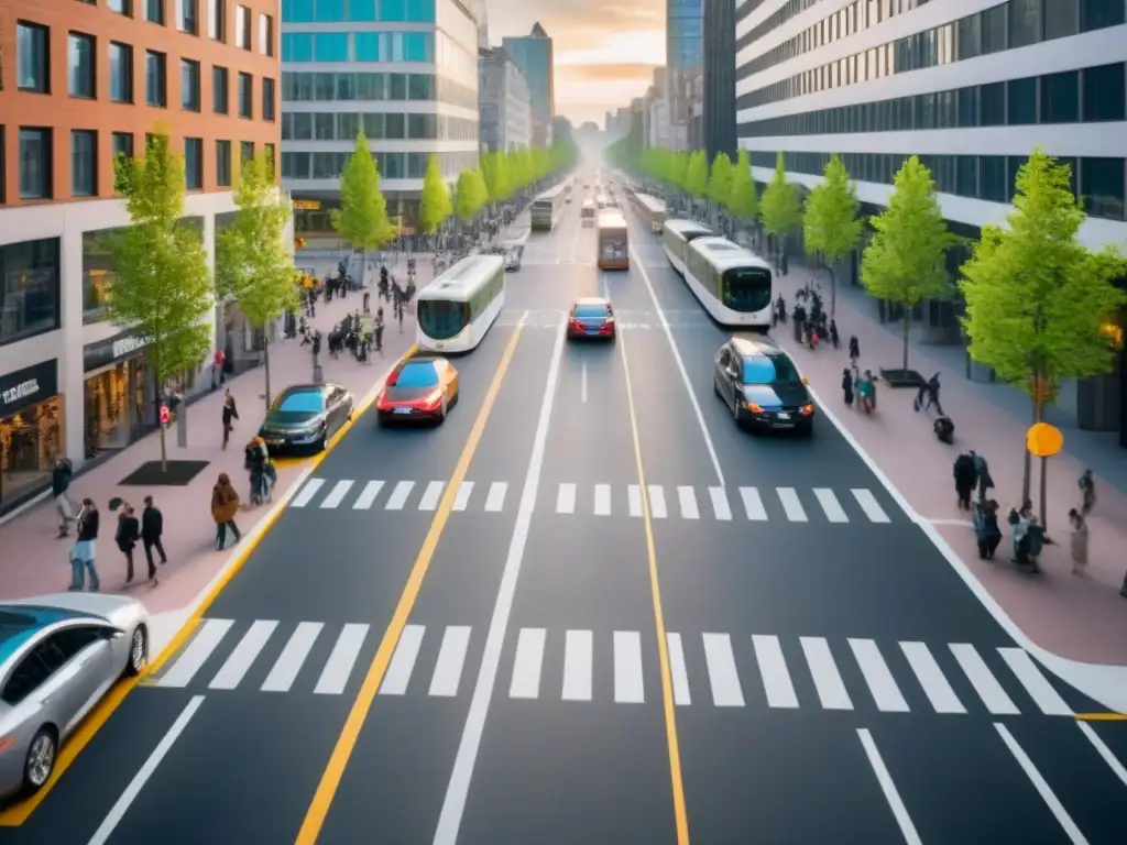 Escena urbana inclusiva: diseño inteligente para todos Vista panorámica de una ciudad inclusiva con Accesibilidad en planificación urbana