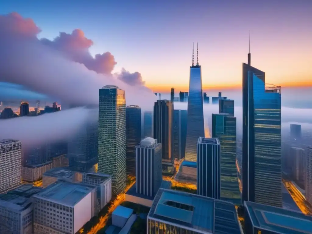 Skyline urbano 8k: reflejo de la vida moderna en la ciudad Vista panorámica de la ciudad con rascacielos modernos y vibrante vida urbana, simbolizando la evolución en Fondos de Inversión Inmobiliaria