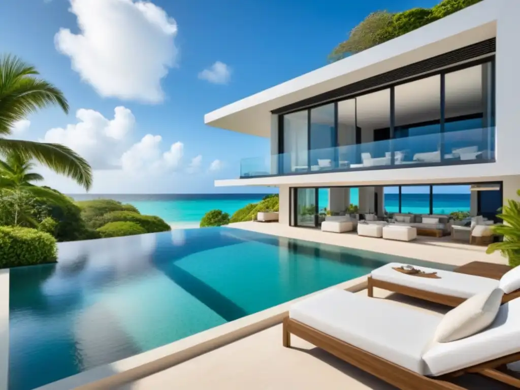 Propiedad de lujo en Barbados: inversión exclusiva con vistas al mar Vista panorámica de propiedad de lujo en Barbados con diseño moderno, piscina infinita y exuberante paisajismo
