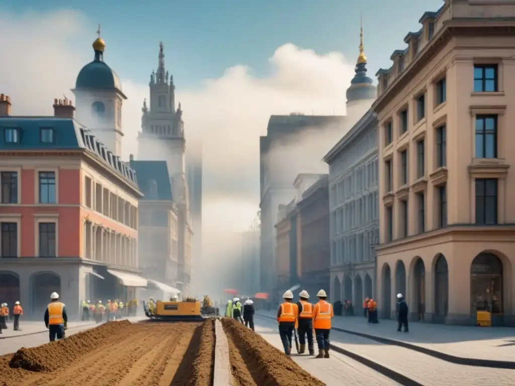 Armonía urbana: balance entre historia y modernidad en la ciudad Vista urbana con diversidad cultural y equilibrio entre historia y modernidad en remodelación inmobiliaria