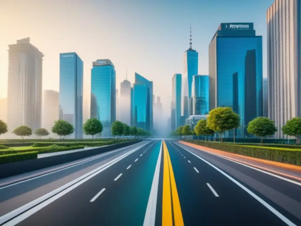 Metrópolis vibrante: mercado inmobiliario en auge Vista urbana vibrante de una ciudad moderna, reflejando la investigación de mercado en bienes raíces