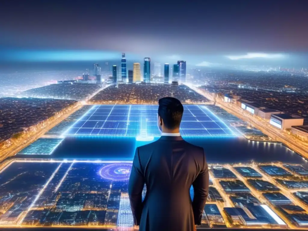 Interfaz futurista: Revolución fintech en mercado inmobiliario de México Visual futurista de interfaz digital en México, integrando Fintech en mercado inmobiliario