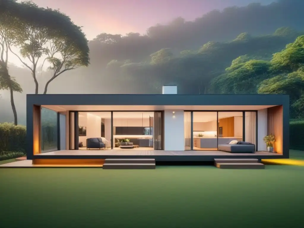 Vivienda modular de diseño innovador en entorno natural Viviendas modulares estrategia inversión: Casa moderna en entorno natural, diseño innovador y sostenible, líneas limpias y minimalistas